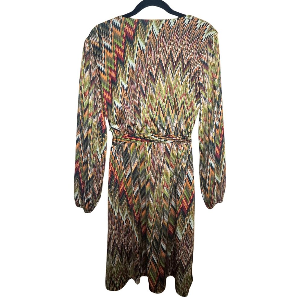 Emma & Michele Geometric Print Faux Wrap Dress Long Sleeve Size Small - Picture 6 of 7